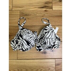 BLEU Rod Beattie Padded Swimsuit Black & White‎ Palm Leaf Top ONLY 36D *New Tags